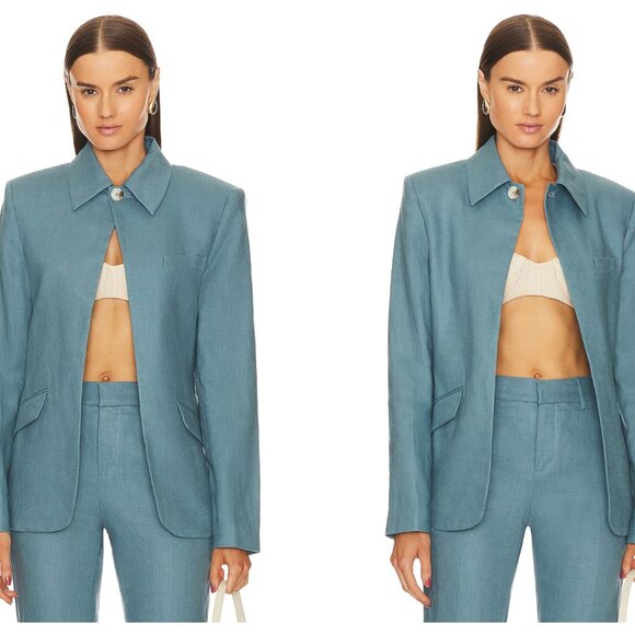 GRLFRND Jackets & Blazers - NEW GRLFRND Linen The Midway Blazer in Denim Blue MSRP $325 Size M
